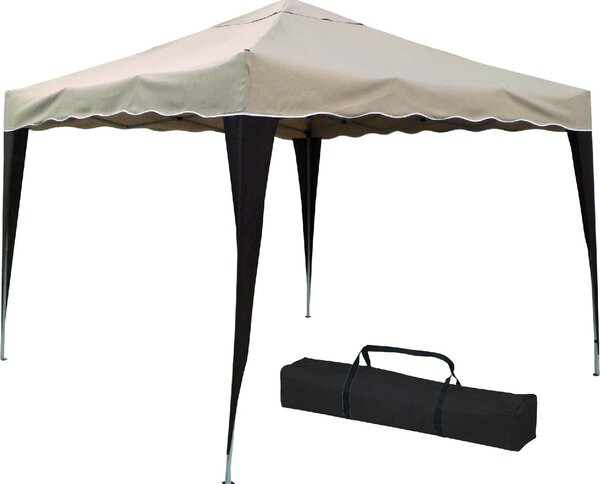 VivaGarden Gazebo da Giardino 3x3 mt Pieghevole in Acciaio/Tessuto colore Beige