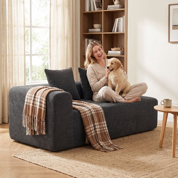 HOMCOM Divano 2 posti in chenille con 2 cuscini e seduta a molle, 71,5x91,5x83 cm, grigio scuro | Aosom Italy