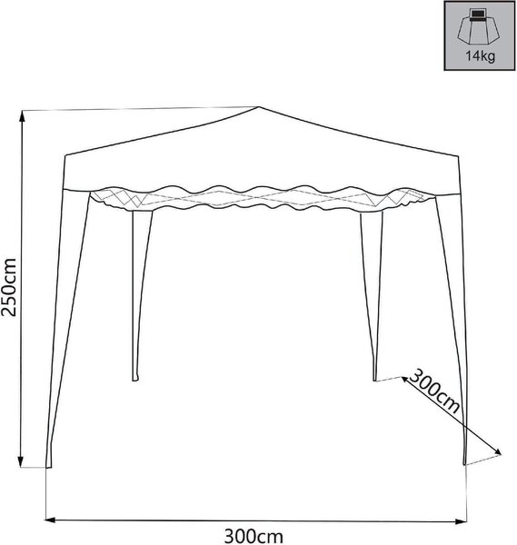 VivaGarden Gazebo da Giardino 3x3 mt Pieghevole in Acciaio/Tessuto colore Blu