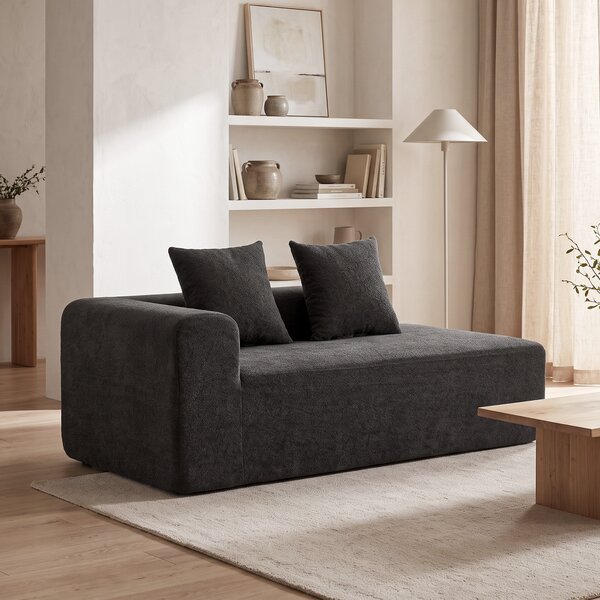 HOMCOM Divano 2 posti in chenille con 2 cuscini e seduta a molle, 71,5x91,5x83 cm, grigio scuro | Aosom Italy
