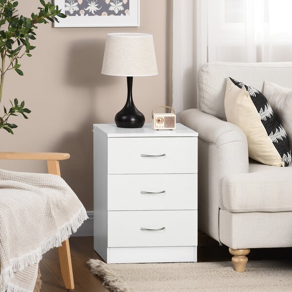 HOMCOM Comodino con 3 cassetti e design antiribaltamento, 40x35x58 cm, bianco | Aosom Italy