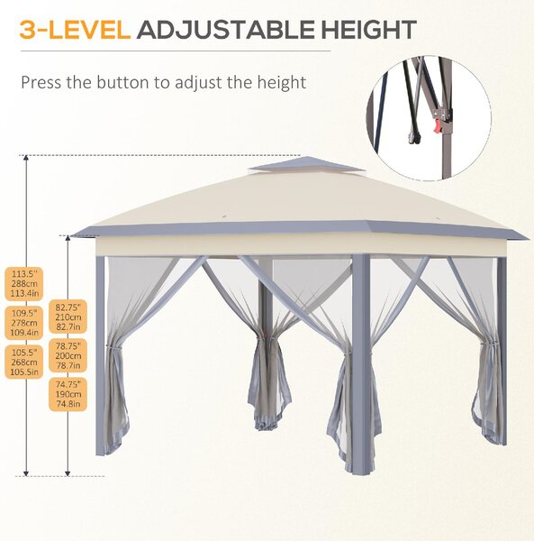 VivaGarden Gazebo da Giardino 3x3 mt Pieghevole in Acciaio/Tessuto con Doppio tetto e Tende colore Beige