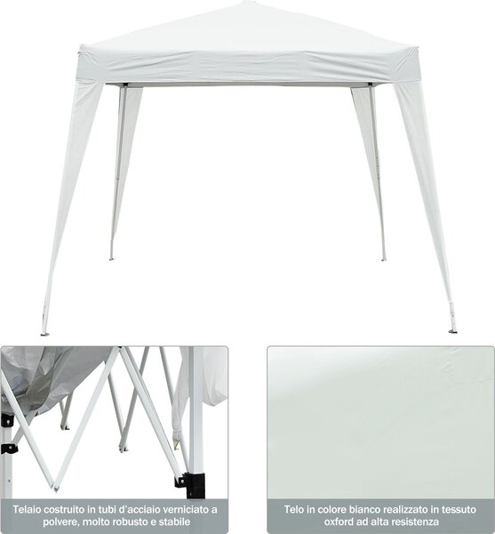 VivaGarden Gazebo da Giardino 3x3 mt Pieghevole in Acciaio/Tessuto con Protezione raggi UV colore Bianco