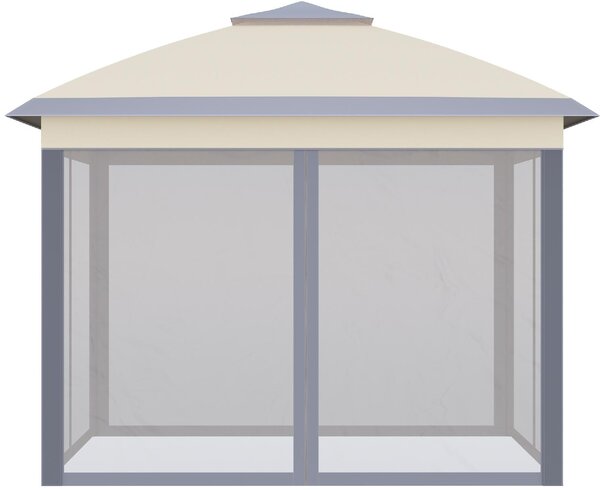 VivaGarden Gazebo da Giardino 3x3 mt Pieghevole in Acciaio/Tessuto con Doppio tetto e Tende colore Beige