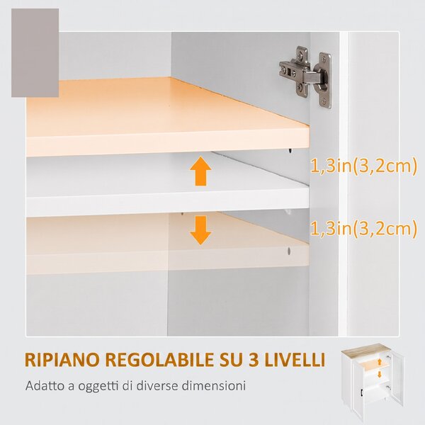 HOMCOM Credenza stile nordico con 2 ante, ripiano regolabile e base rialzata, 60x30x90 cm, bianco | Aosom Italy