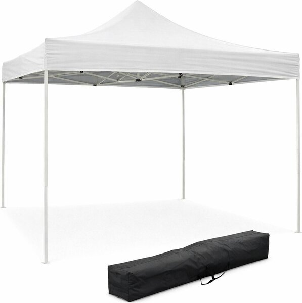 Divina Garden Gazebo da Giardino 3x3 mt Pieghevole in Acciaio/Tessuto con Protezione raggi UV colore Bianco