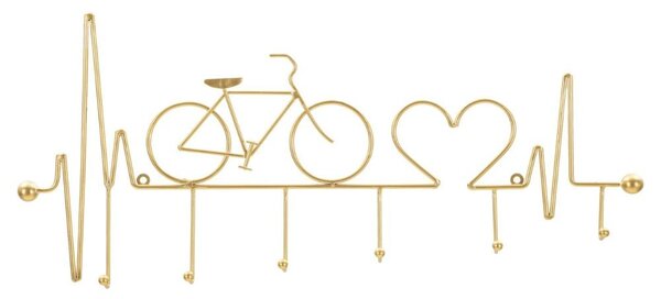 Appendiabiti da parete in metallo oro Bicicletta