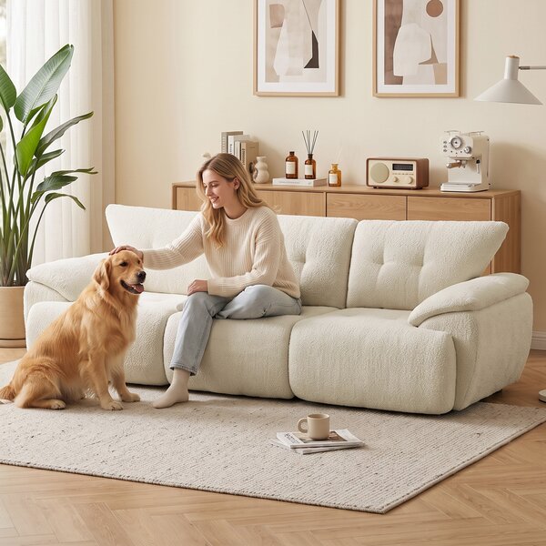 HOMCOM Divano 3 posti modulare in chenille con seduta extra larga e profonda, 260 cm | Aosom Italy