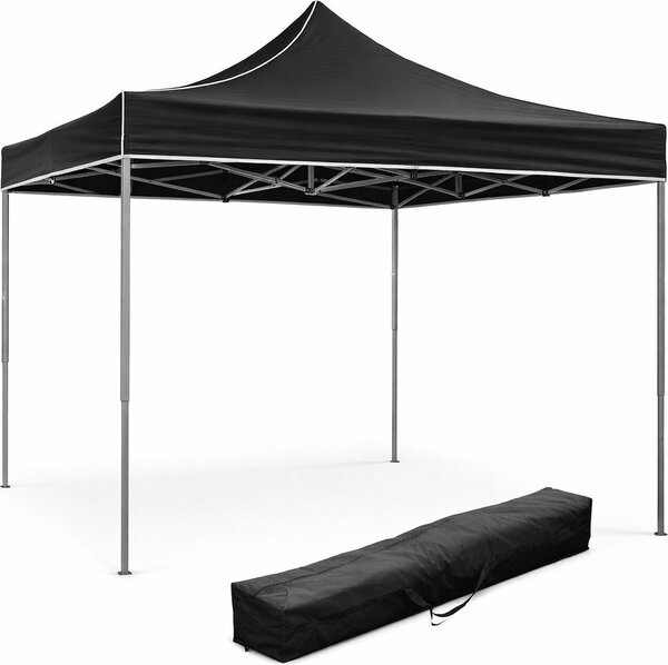 Divina Garden Gazebo da Giardino 3x3 mt Pieghevole in Acciaio/Tessuto con Protezione raggi UV colore Nero