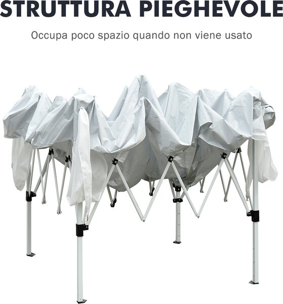 VivaGarden Gazebo da Giardino 3x3 mt Pieghevole in Acciaio/Tessuto con Protezione raggi UV colore Bianco