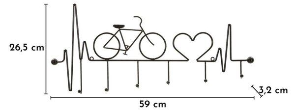 Appendiabiti da parete in metallo nero Bicicletta