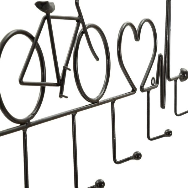 Appendiabiti da parete in metallo nero Bicicletta