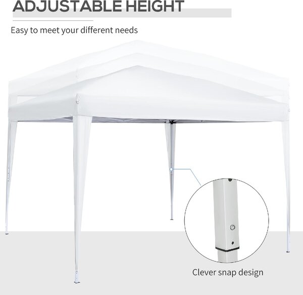 VivaGarden Gazebo da Giardino 3x3 mt Pieghevole in Acciaio/Tessuto con Protezione raggi UV e Tende Laterali con Finestre colore Bianco