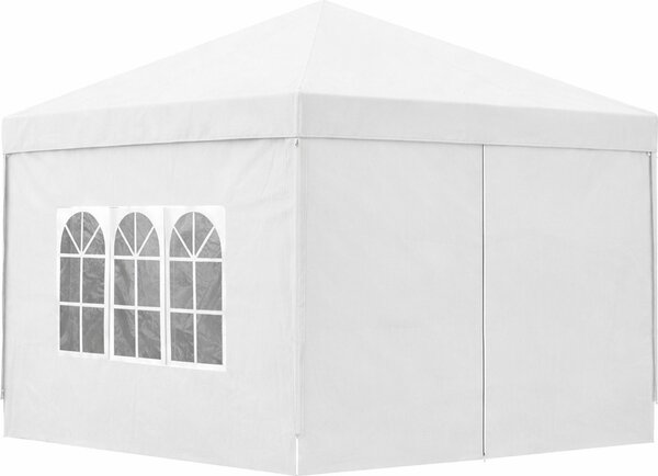 VivaGarden Gazebo da Giardino 3x3 mt Pieghevole in Acciaio/Tessuto con Protezione raggi UV e Tende Laterali con Finestre colore Bianco