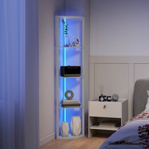 HOMCOM Lampada da terra LED dimmerabile a 5 livelli con ripiani, RGB e telecomando, Grigio | Aosom Italy