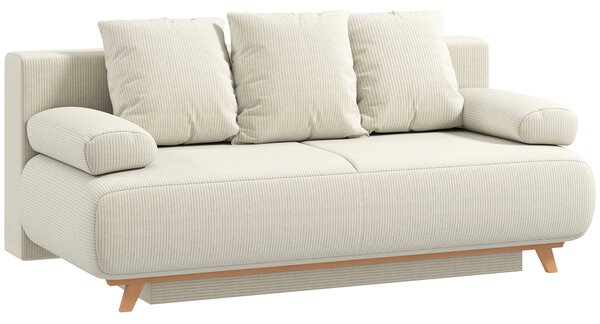 HOMCOM Divano letto con schienale regolabile, vano contenitore e tessuto a coste, beige | Aosom Italy