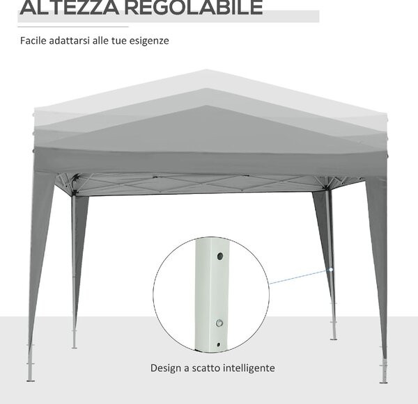 VivaGarden Gazebo da Giardino 3x3 mt Pieghevole in Acciaio/Tessuto con Protezione raggi UV e Tende Laterali con Finestre colore Grigio Chiaro