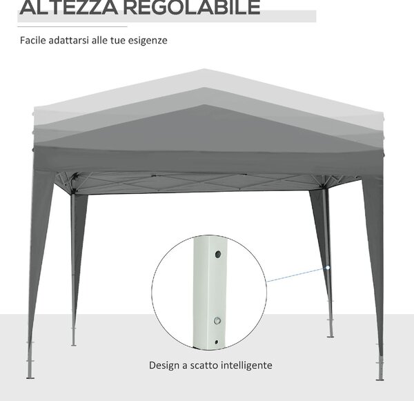 VivaGarden Gazebo da Giardino 3x3 mt Pieghevole in Acciaio/Tessuto con Protezione raggi UV e Tende Laterali con Finestre colore Grigio