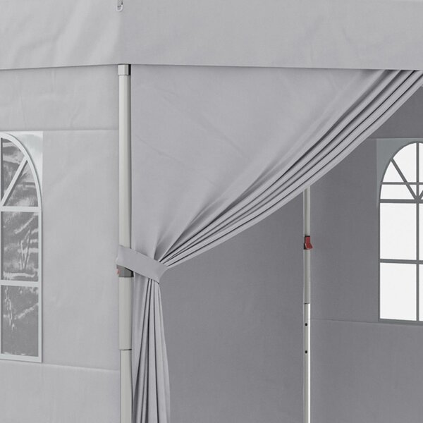 VivaGarden Gazebo da Giardino 3x3 mt Pieghevole in Acciaio/Tessuto con Protezione raggi UV e Tende Laterali con Finestre colore Grigio Chiaro