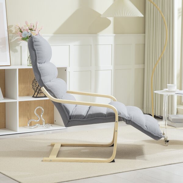 HOMCOM Poltrona da salotto in velluto con poggiapiedi regolabile, 67x93x105 cm, grigio | Aosom Italy