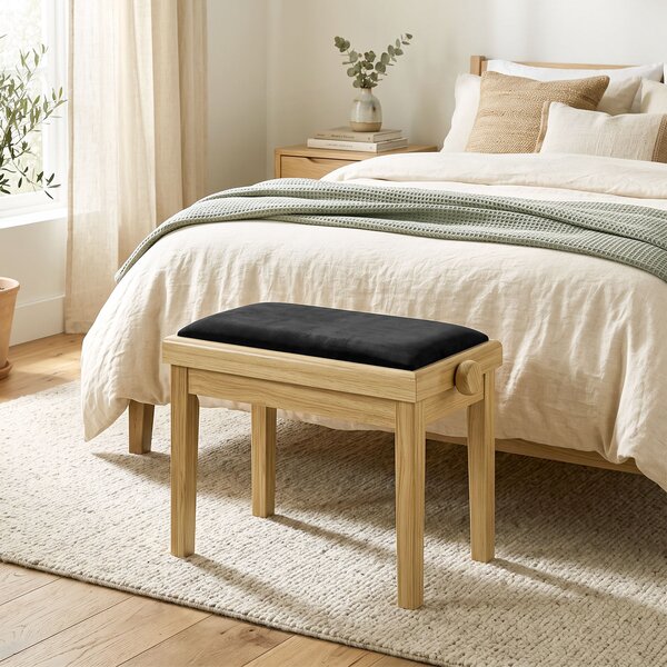HOMCOM Panca per pianoforte regolabile 45-56 cm con seduta in velluto, legno | Aosom Italy