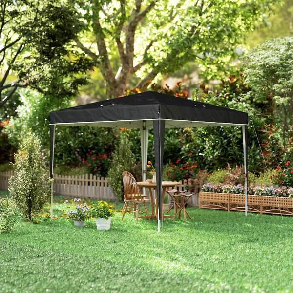 VivaGarden Gazebo da Giardino 3x3 mt Pieghevole in Metallo/Tessuto con Protezione raggi UV colore Nero