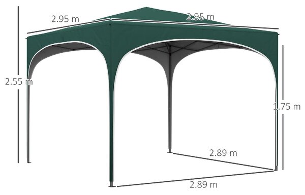 VivaGarden Gazebo da Giardino 3x3 mt Pieghevole in Metallo/Tessuto con Protezione raggi UV colore Verde