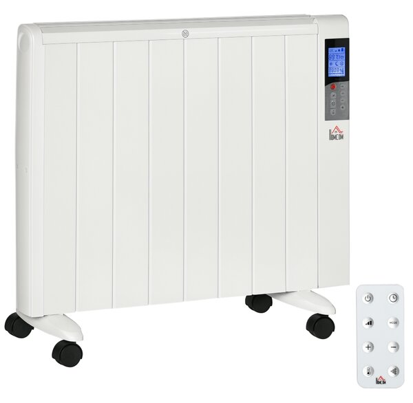 HOMCOM Stufetta Elettrica Portatile da 1000/2000W con Timer e Impostazioni di Calore per Stanze max 15 m², 75x31x66.5 cm, Bianco|Aosom