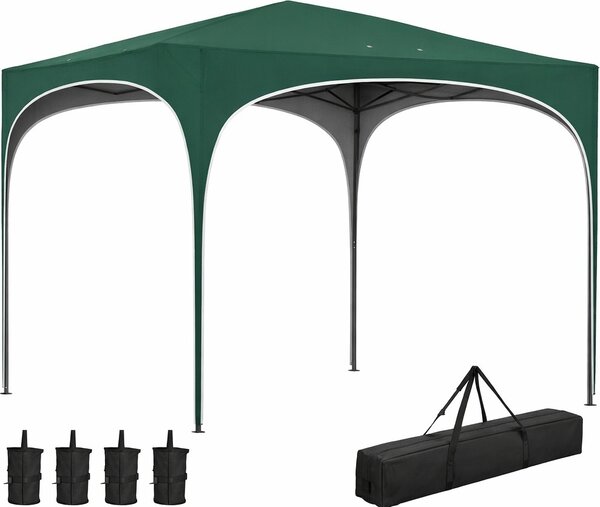 VivaGarden Gazebo da Giardino 3x3 mt Pieghevole in Metallo/Tessuto con Protezione raggi UV colore Verde