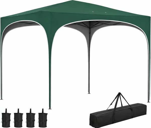 VivaGarden Gazebo da Giardino 3x3 mt Pieghevole in Metallo/Tessuto con Protezione raggi UV colore Verde