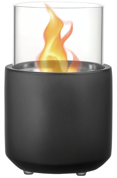 HOMCOM Camino a Bioetanolo con borosilicato rimovibile e Coperchio, da Tavolo con Serbatoio da 0.4L, 12x12x19cm, Grigio Scuro | Aosom Italy
