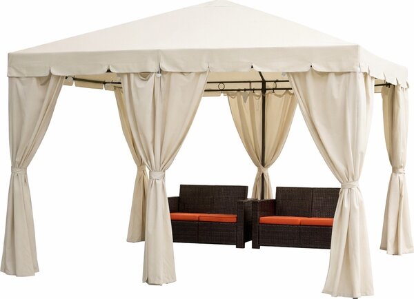 Giardini del Re Gazebo da Giardino 3x4 mt in Acciaio/Tessuto con Tende colore Crema - Armonia