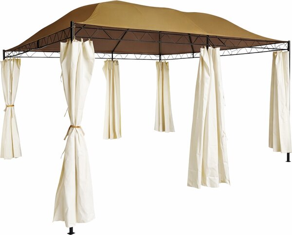 VivaGarden Gazebo da Giardino 3x4 mt in Acciaio/Tessuto con Tende colore Cachi/Beige - Barbados