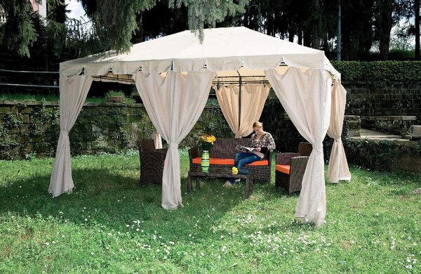 Giardini del Re Gazebo da Giardino 3x4 mt in Acciaio/Tessuto con Tende colore Crema - Armonia