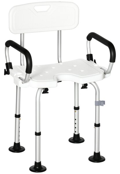 HOMCOM Sedia per doccia per Donne Incinte Imbottita con forma a U, 54x52x70-82cm, Bianco|Aosom