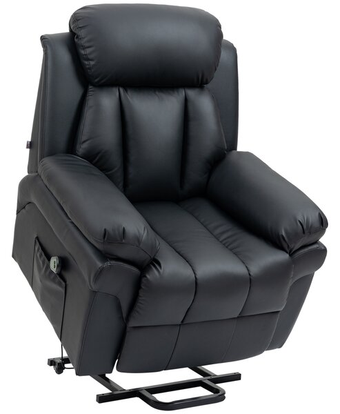 HOMCOM Poltrona Reclinabile Alzapersona Elettrica con Imbottitura Spessa e Telecomando, 96x93x105 cm, Nero | Aosom Italy