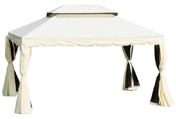 VivaGarden Gazebo da Giardino 3x4 mt in Alluminio/Tessuto con Doppio tetto Protezione raggi UV Tende e Zanzariere colore Bianco
