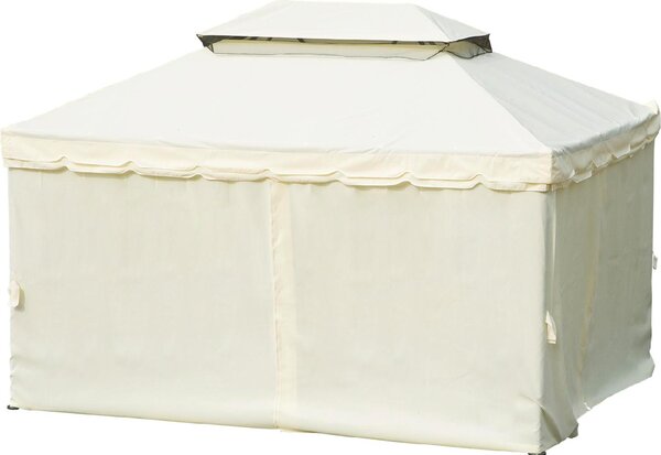 VivaGarden Gazebo da Giardino 3x4 mt in Alluminio/Tessuto con Doppio tetto Protezione raggi UV Tende e Zanzariere colore Bianco