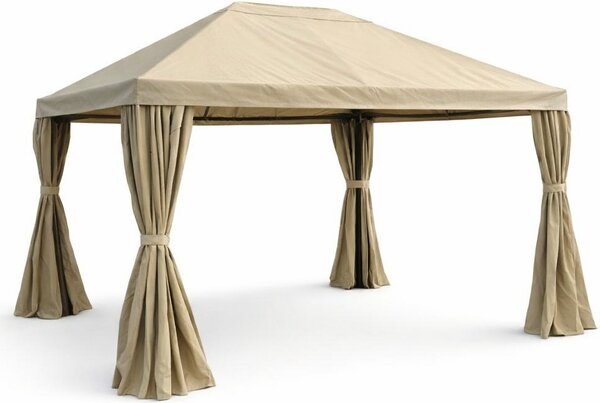 Amicasa Gazebo da Giardino 3x4 mt in Alluminio/Tessuto con Tende colore Ecr - Milano