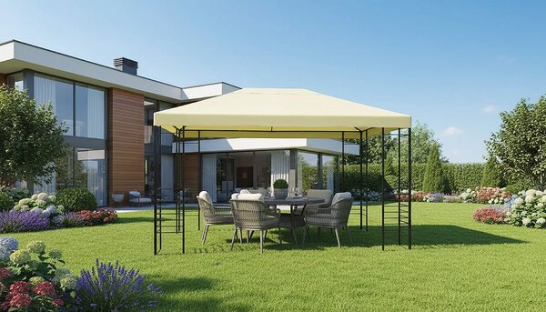Amicasa Gazebo da Giardino 3x4 mt in Ferro/Tessuto colore Crema - Nizza