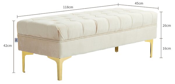 HOMCOM cassapanca contenitore Imbottita con Feltrini antiscivolo, in Tessuto Effetto Velluto,per Fondoletto e ingresso, Beige| Aosom Italy