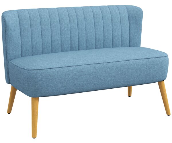 HOMCOM Divano 2 Posti Stile Rétro con Imbottitura Morbida, Rivestimento Facile da Pulire, fino a 150 kg, 117x56,5x77 cm, Blu | Aosom Italy