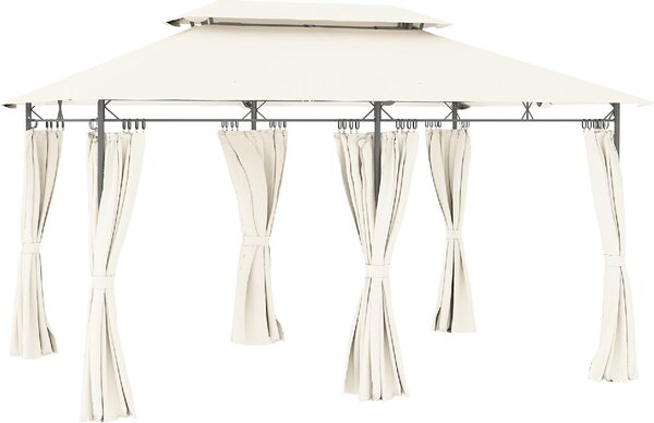 VivaGarden Gazebo da Giardino 3x4 mt in Metallo/Tessuto con Doppio tetto e Tende colore Crema