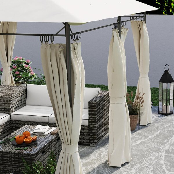 VivaGarden Gazebo da Giardino 3x4 mt in Metallo/Tessuto con Doppio tetto e Tende colore Crema