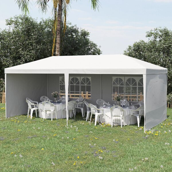 VivaGarden Gazebo da Giardino 3x5,85 mt in Acciaio/Tessuto Tende Laterali con Finestre colore Bianco