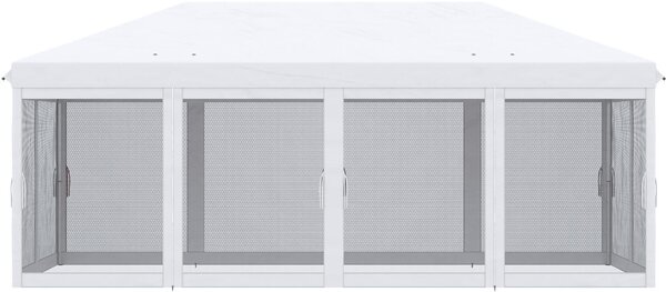 VivaGarden Gazebo da Giardino 3x5,85 mt Pieghevole in Acciaio/Tessuto con Zanzariere colore Bianco