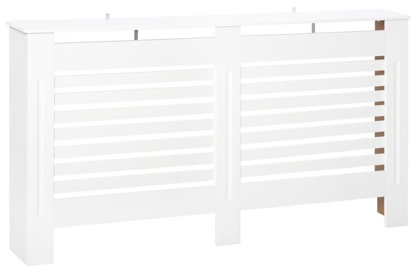 HOMCOM Copritermosifoni a Doghe con Ripiano Portaoggetti, in Legno, 172x19x81 cm, Bianco | Aosom Italy