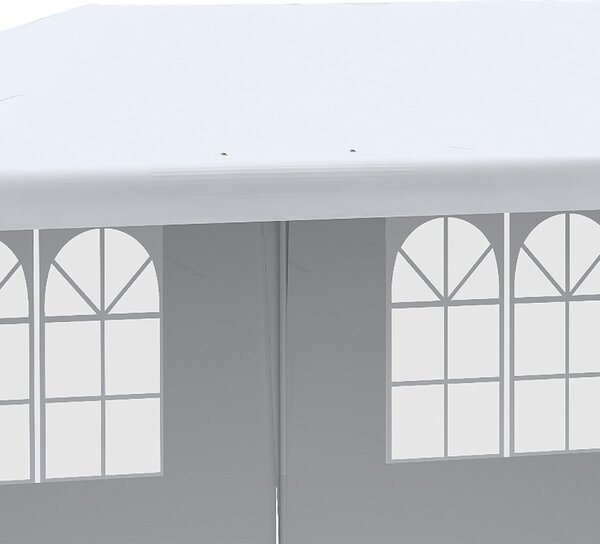 VivaGarden Gazebo da Giardino 3x5,85 mt in Acciaio/Tessuto Tende Laterali con Finestre colore Bianco