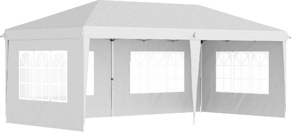 VivaGarden Gazebo da Giardino 3x5,85 mt Pieghevole in Acciaio/Tessuto Tende Laterali con Finestre colore Bianco
