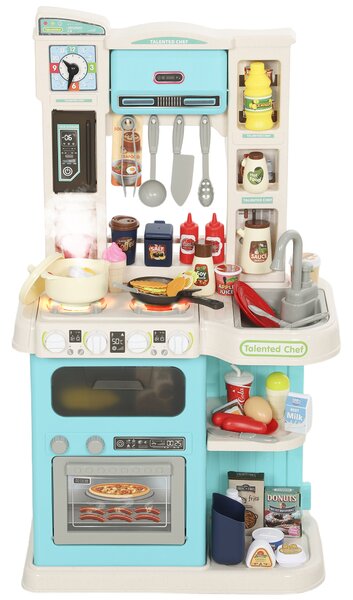 AIYAPLAY Cucina Giocattolo per Bambini 3-6 Anni con 92 Accessori, in PP, PE e ABS, 44.5x24x79 cm, Verde | Aosom Italy